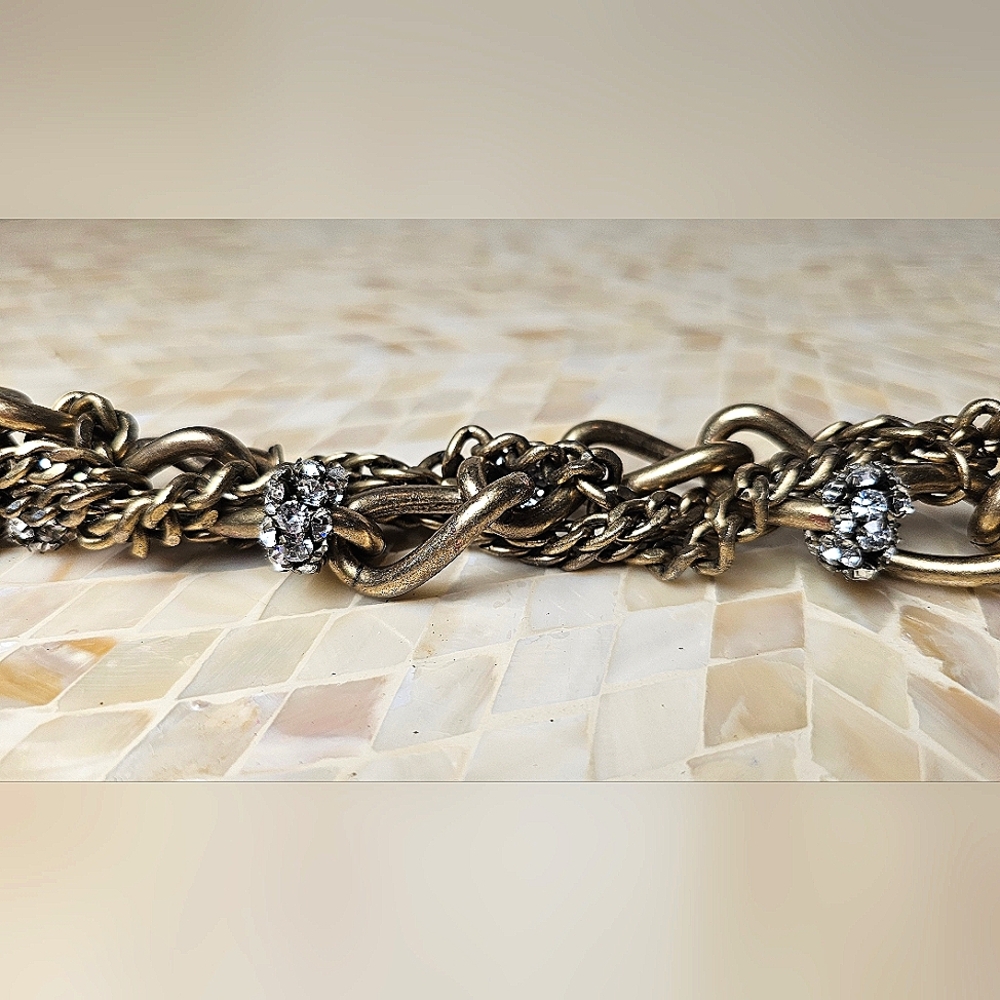 [J. CREW] Chunky Chain Link Crystal Bunches Heavy Statement Necklace - Picture 13 of 16